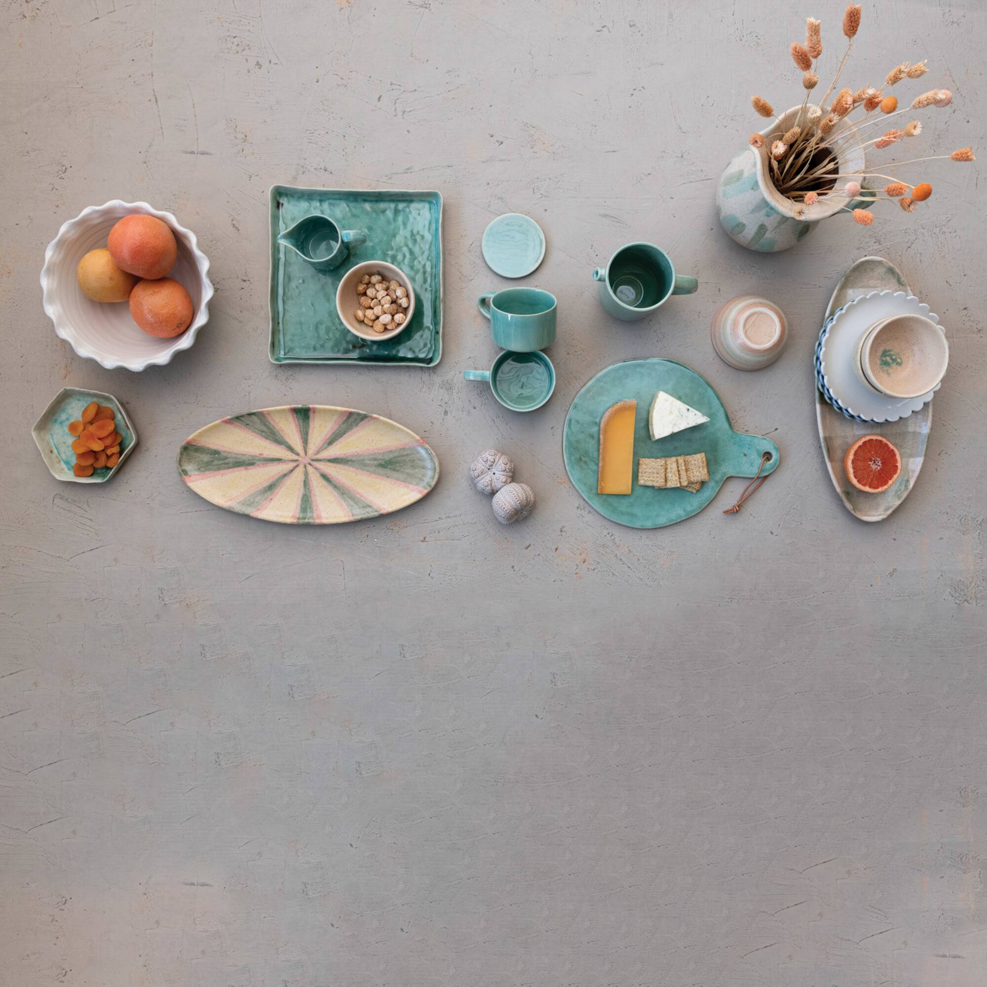Hello Honey® 11" Square Aqua Reactive Crackle Glaze Stoneware Serving Trays, 6ct.